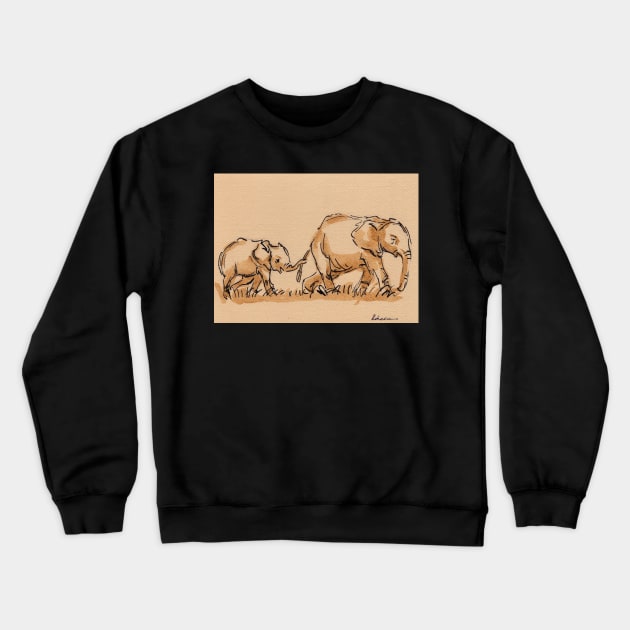 Mommy: Elephants Watercolor Painting #9 Crewneck Sweatshirt by tranquilwaters